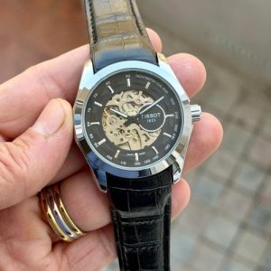 tissot auttoo silver black leatheer